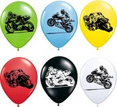 Motor - Motorracing - Ballonnen - Latex Ballonnen - Knoopballonnen - 12 stuks - Mix - 6 Kleuren - Themafeest - Versiering - Decoratie - Verjaardag - Birthday - Rijbewijs - Geslaagd - Motorbike - Motorfiets