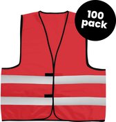 100-pack rode veiligheidshesjes - Veiligheidsvesten rood - Veiligheidshesjes volwassenen - Hesjes evenementen - Hesjesfabriek