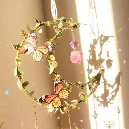 Attrape-soleil en cristal, pendentif papillon, ornement suspendu