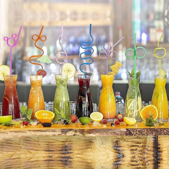 20 Stuks Kinderen Grappige Diy Rietjes Glazen Rietjes Unieke Flexibele Drinkbuizen Gekke Rietjes Voor Verjaardagsfeest Benodigdheden Gemengde Kleur
