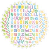 Letter Stickers Alfabet in Kleur - 6 vel - 540 stickers - 18MM Plakletters voor Kinderen en Volwassen - Gekleurde Letters Stickervel