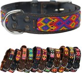 Bohemi Ibiza honden halsband, maat Large, 43 - 52cm, Blauw leer