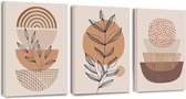 Boho afbeeldingen oranje, abstracte bladeren en geometrie Scandinavisch minimalisme lijntekening canvas moderne plant bloemen wandafbeeldingen woonkamer slaapkamer keuken eetkamer en