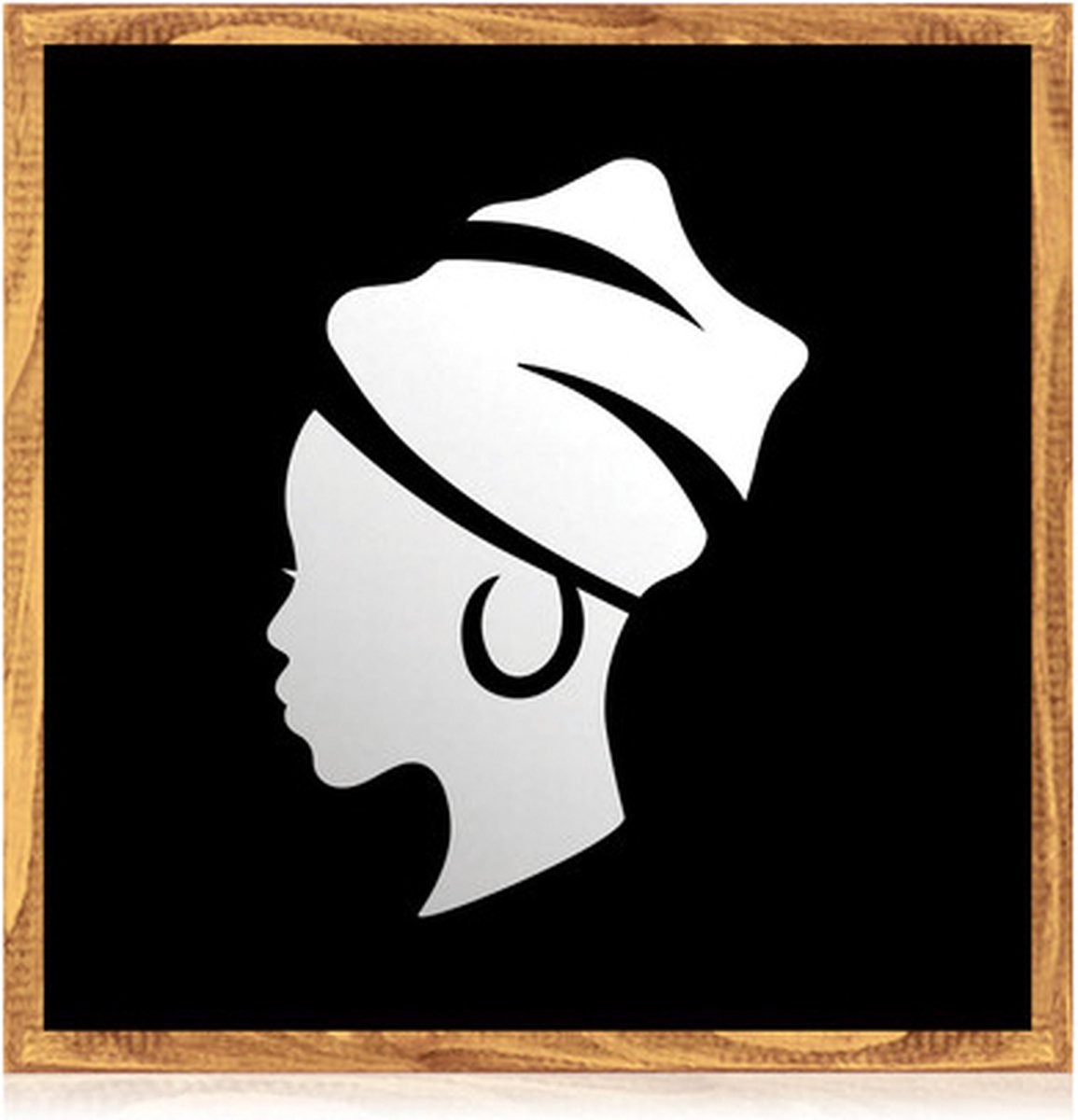 Wanddecoratie - Spiegel Afrikaanse vrouw 1 - schilderijen woonkamer - 30x30 cm - Posterlijst - Muurdecoratie