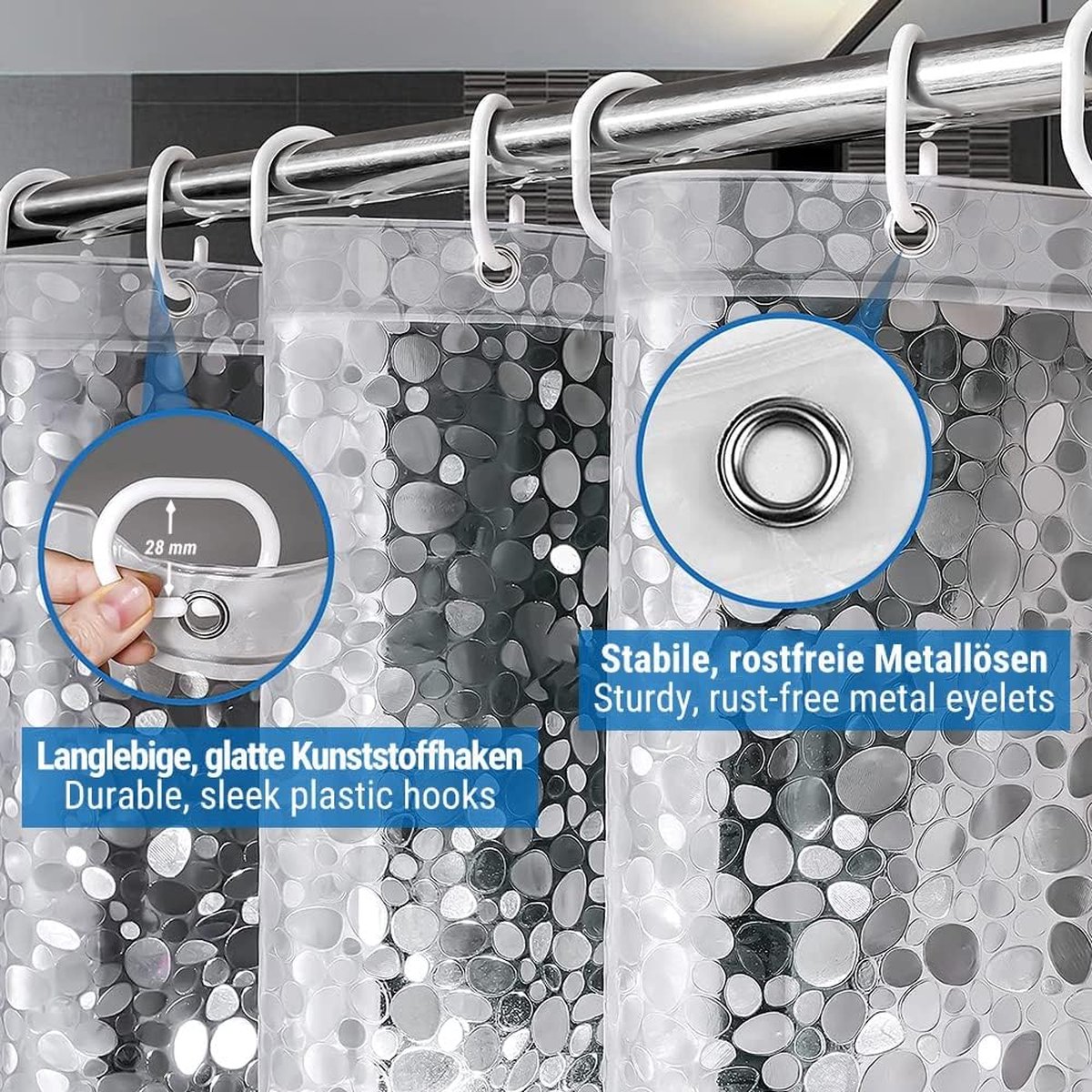 Douchegordijn 100 EVA Waterdicht Schimmelbestendig 120 x 180 cm