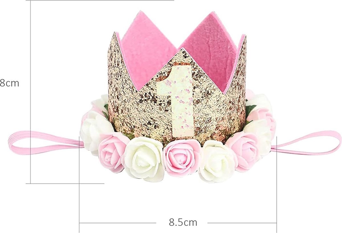 FraaiGaaf - Couronne d'anniversaire - Rose / Fleurs - Fille - couronne d' anniversaire