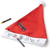 EIZOOK - Bonnet de Père Noël 2 pièces avec images de Noël à colorier - crayons de couleur inclus