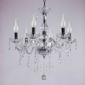 LuxiLamps - Crystal Chandelier - 6 Arm Kristallen Kroonluchter - Hanglamp - Woonkamer Lamp - Moderne Lamp - Plafonniere