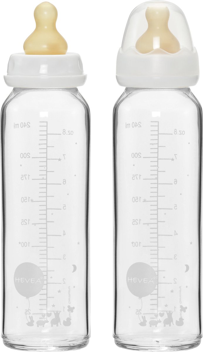 Hevea Glazen Fles 240 ml 2 Stuks