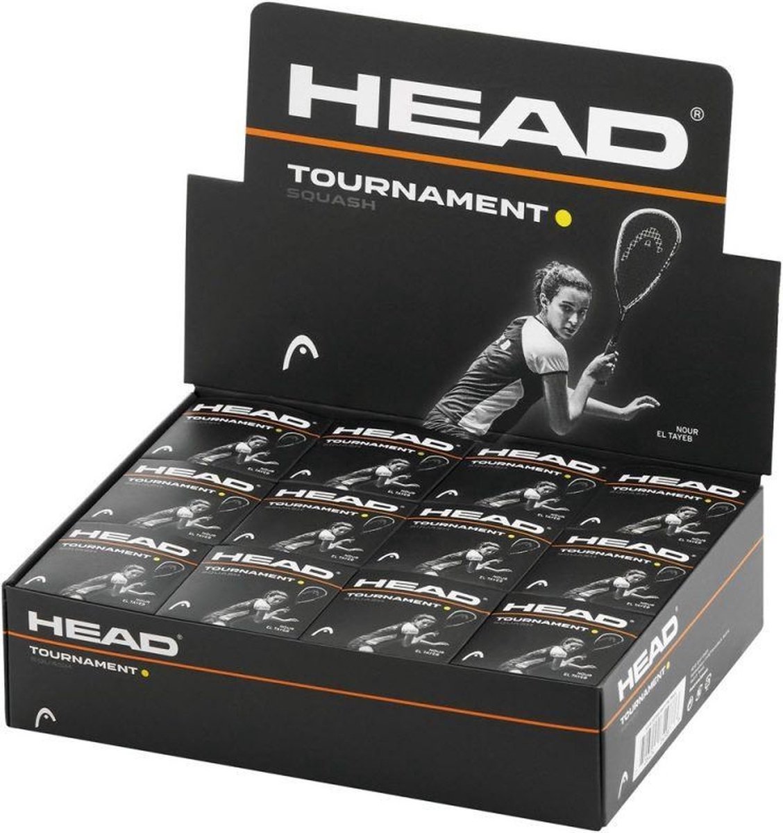 Head Tournament Squash Balls Single Dot Box of 12 Multikleur