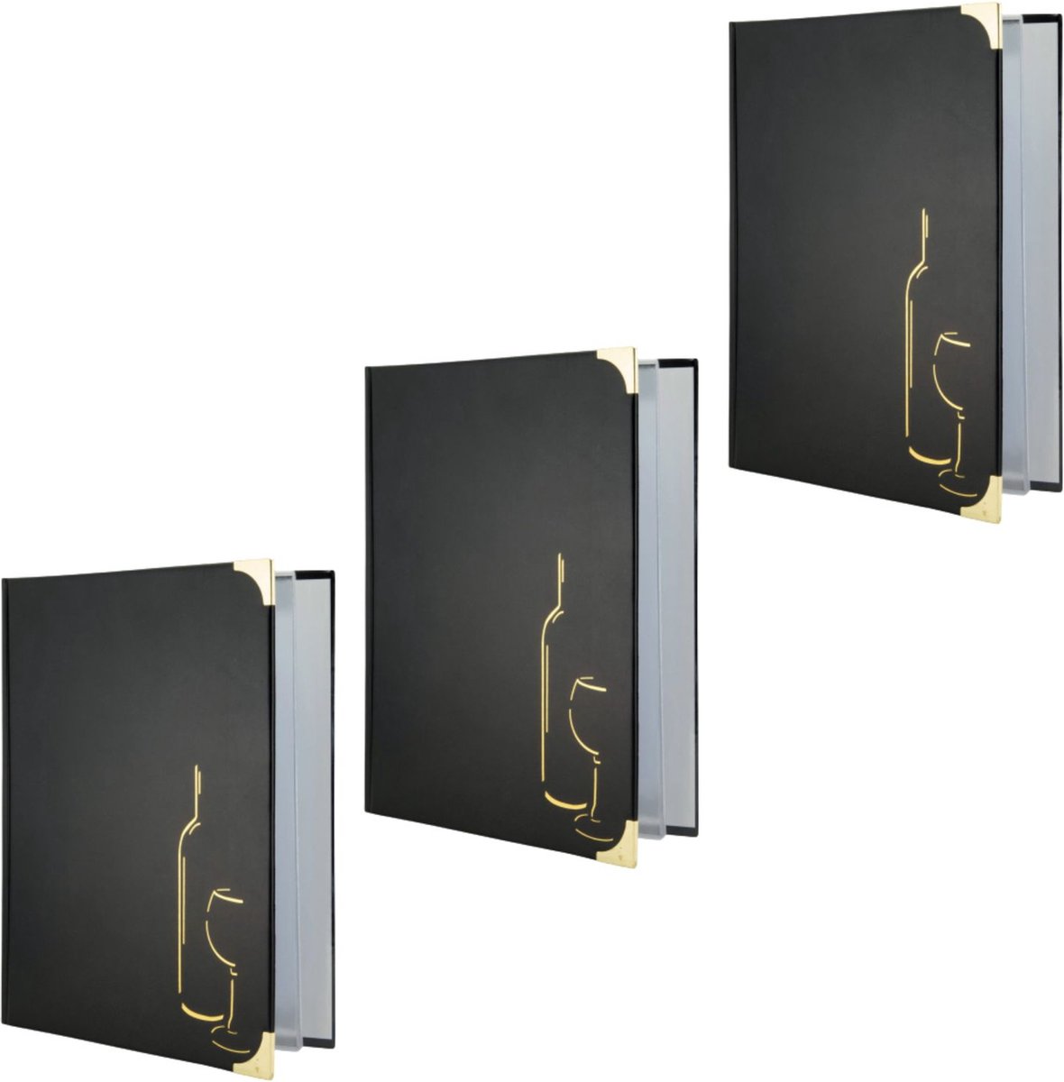3 pack Menumap | A4 |zwart | menukaart mappen | menuhoezen | wijnkaart | wijnboek