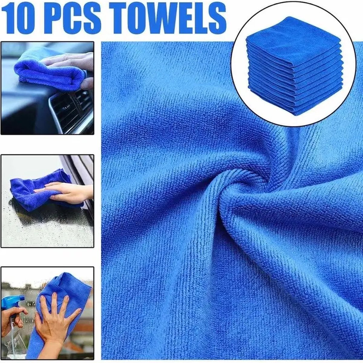 kör4u 10 x microvezeldoek, blauw, 40 x 40 cm, 300 g/m², reinigingsdoeken voor keuken, badkamer, autoverzorging, poetsdoeken, poetsdoek, absorberend, wasbaar op 60 °C