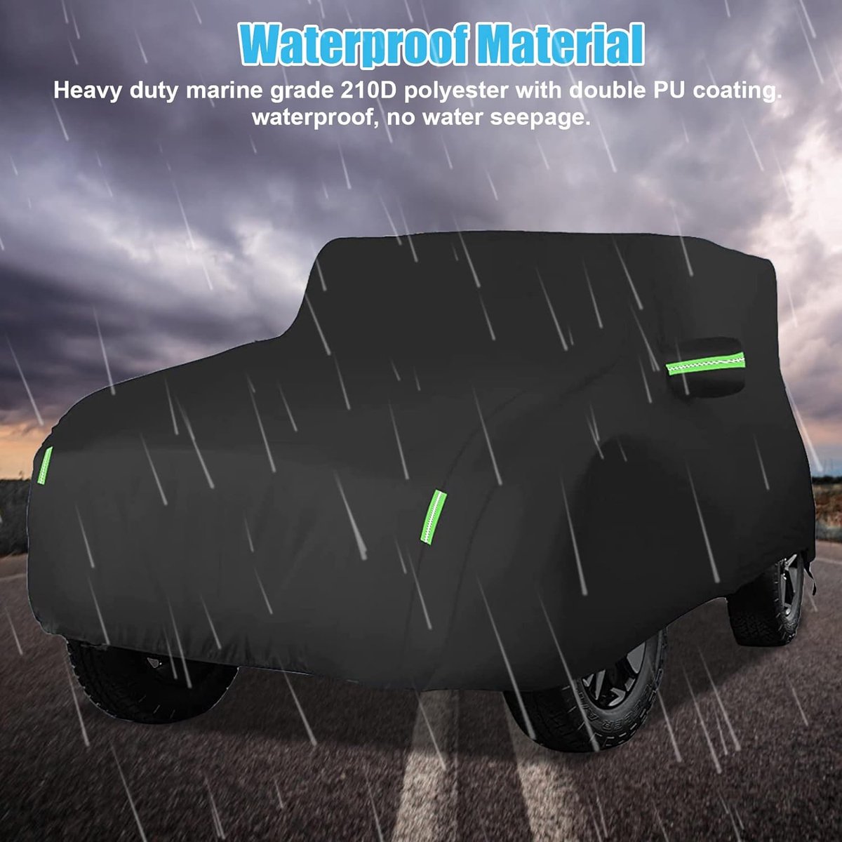 Housse Voiture Jeep Wrangler JK JL 4 Portes 2007-2023 - Étanche Protection Soleil Pluie Neige