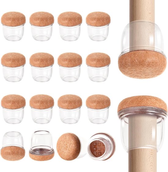 SMCEHEYA 8 stuks stoelpootbeschermers, rechthoekige siliconen stoelglijders, breedte 22-30 mm, lengte 32-42 mm, met vilten pad, beschermt de vloer zonder lawaai