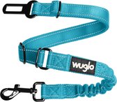30-95 cm Wuglo hondengordel - Auto harnas voor honden met sterk elastiek - Duurzame & veilige veiligheidsgordel hond met clip - Universeel autoharnas voor honden (blauw)