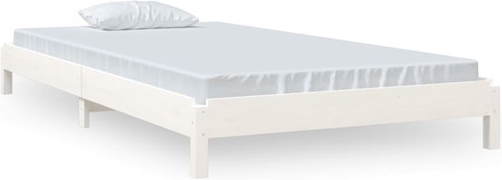 vidaXL - Bed - stapelbaar - 80x200 - cm - massief - grenenhout - wit