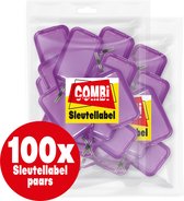 Combi-Label openklapbare Sleutellabels paars met inlay - Sleutelhanger - Naamlabel – openklapbaar 100 stuks