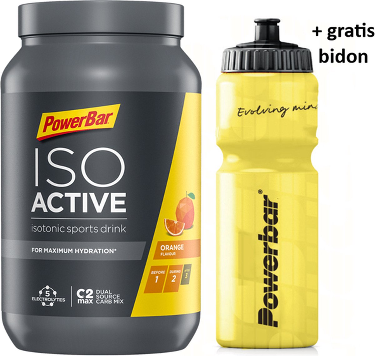 Powerbar IsoActive + GRATIS Powerbar bidon - sportdrank - 20 liter - Orange