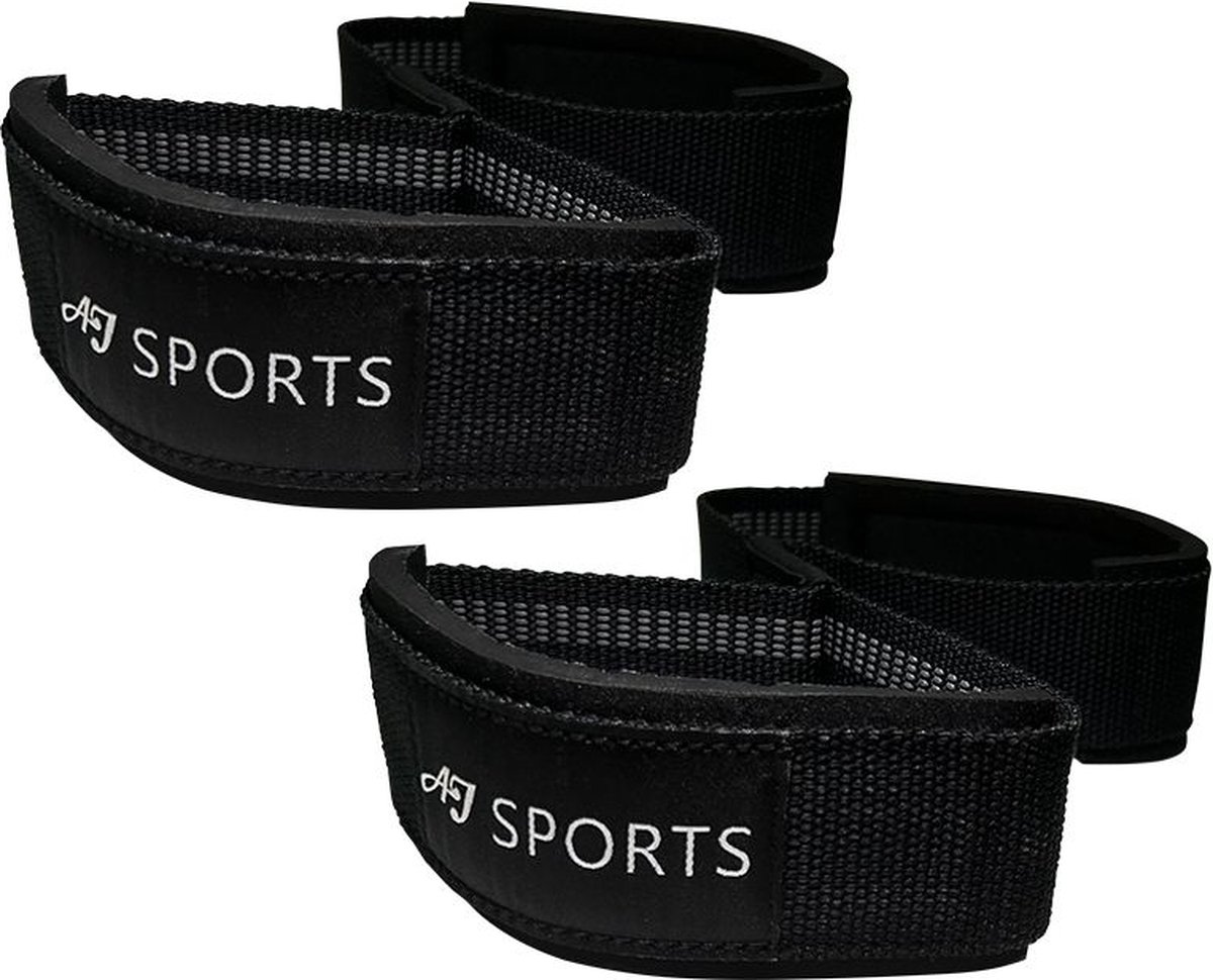 AJ-Sports Figure 8 Lifting Straps – Straps - Lifting grips – Wrist wraps - 2 stuks - Powerlifting – Fitness – Krachttraining - Padding & anti slip – Zwart
