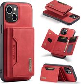 CaseMe - Telefoonhoesje geschikt voor iPhone 15 Plus - Back Cover - Met Magnetische Pasjeshouder - Rood