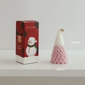 Kaars - Kerst Kaars - Kerstboom - Model B - Wit en Roze - Aromatherapie Kaars - Figuurkaars - Sham's Art