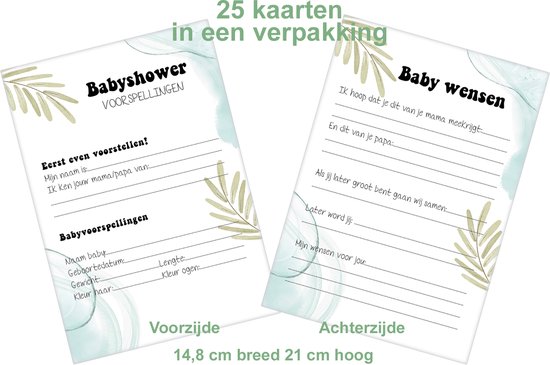 Set van 24x Mijlpaalteksten en 25 Babyshowerkaarten | Grote kaarten (148 mm bij 210 mm)