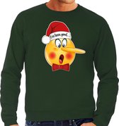 Bellatio Decorations foute kersttrui/sweater heren - Leugenaar - groen - braaf/stout S