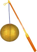 Lampionstokje 39 cm - met lampion - gouden glitters - D25 cm - Sint Maarten