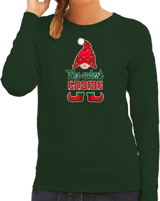 Bellatio Decorations foute kersttrui/sweater dames - Schattigste gnoom - groen - Kerst kabouter S
