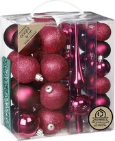 Inge Christmas kerstballen -39-dlg- bessen roze - kunststof - met piek