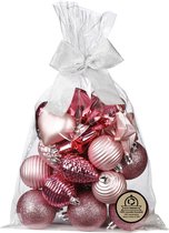 Inge Christmas kerstballen/ornamenten 30x- kunststof -roze