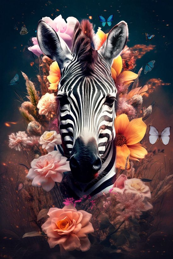 Zebra - 100cm x 150cm - Fotokunst op akoestisch schilderij | Wanddecoratie