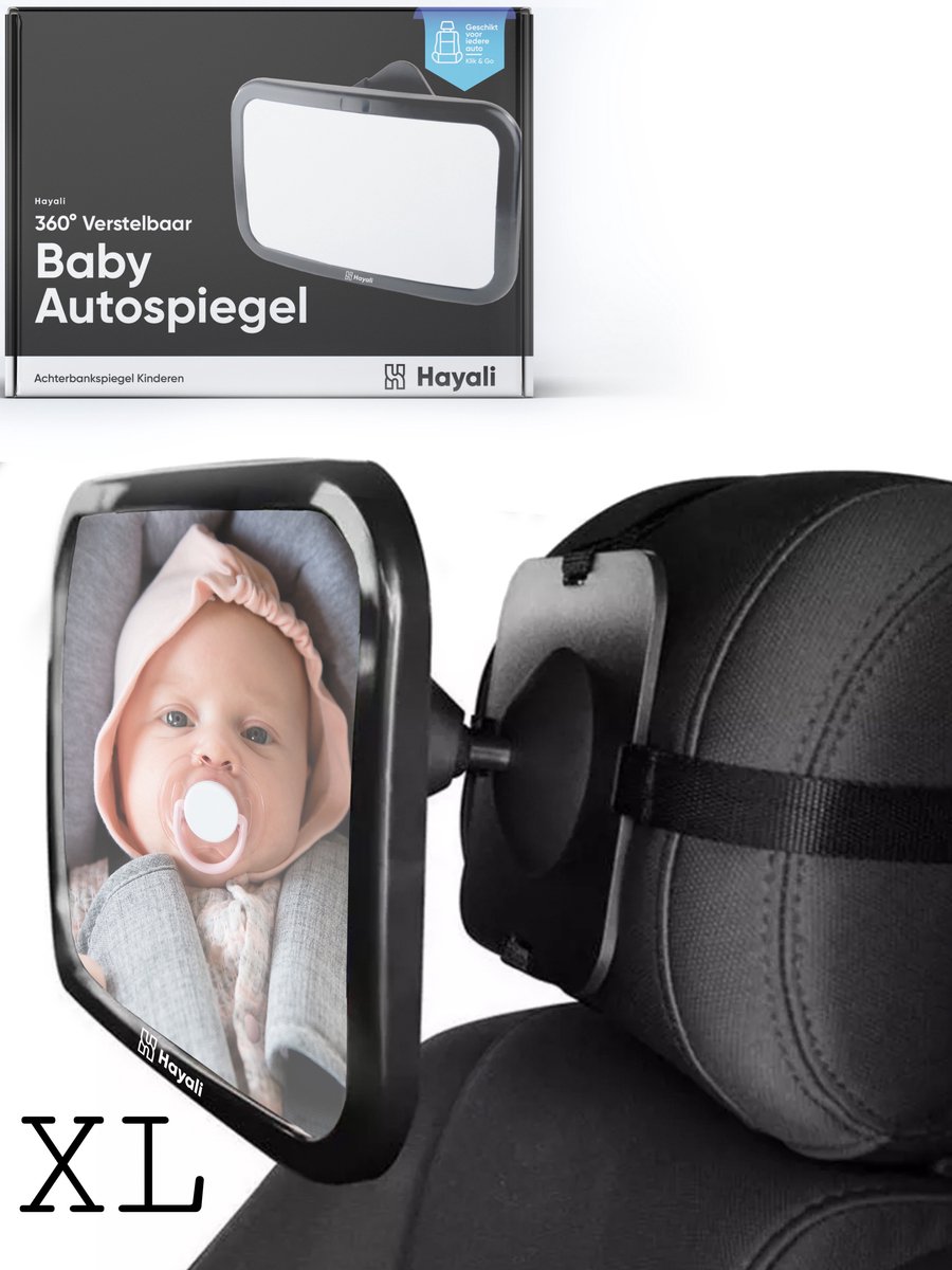 Autospiegel Baby 360° Verstelbaar voor Hoofdsteun Autostoel - Achteruitkijkspiegel XL