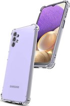 Anti shock Siliconen met Camera/Lens Bescherming Hoesje - Geschikt voor Samsung Galaxy A32 5G - Extra sterke hoeken back cover - Transparant