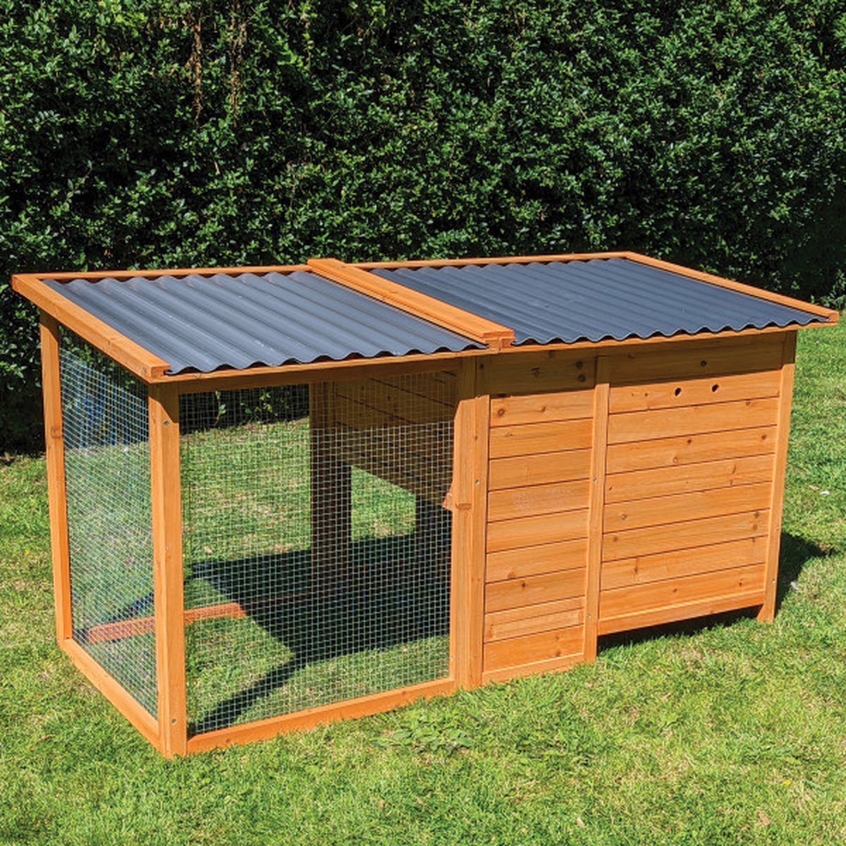 Kippenhok Met Buitenren 150 X 75 X 79 Cm PVC Dak Konijnenhok kippenhok-met-buitenren-150-x-75-x-79-cm-pvc-dak-konijnenhok