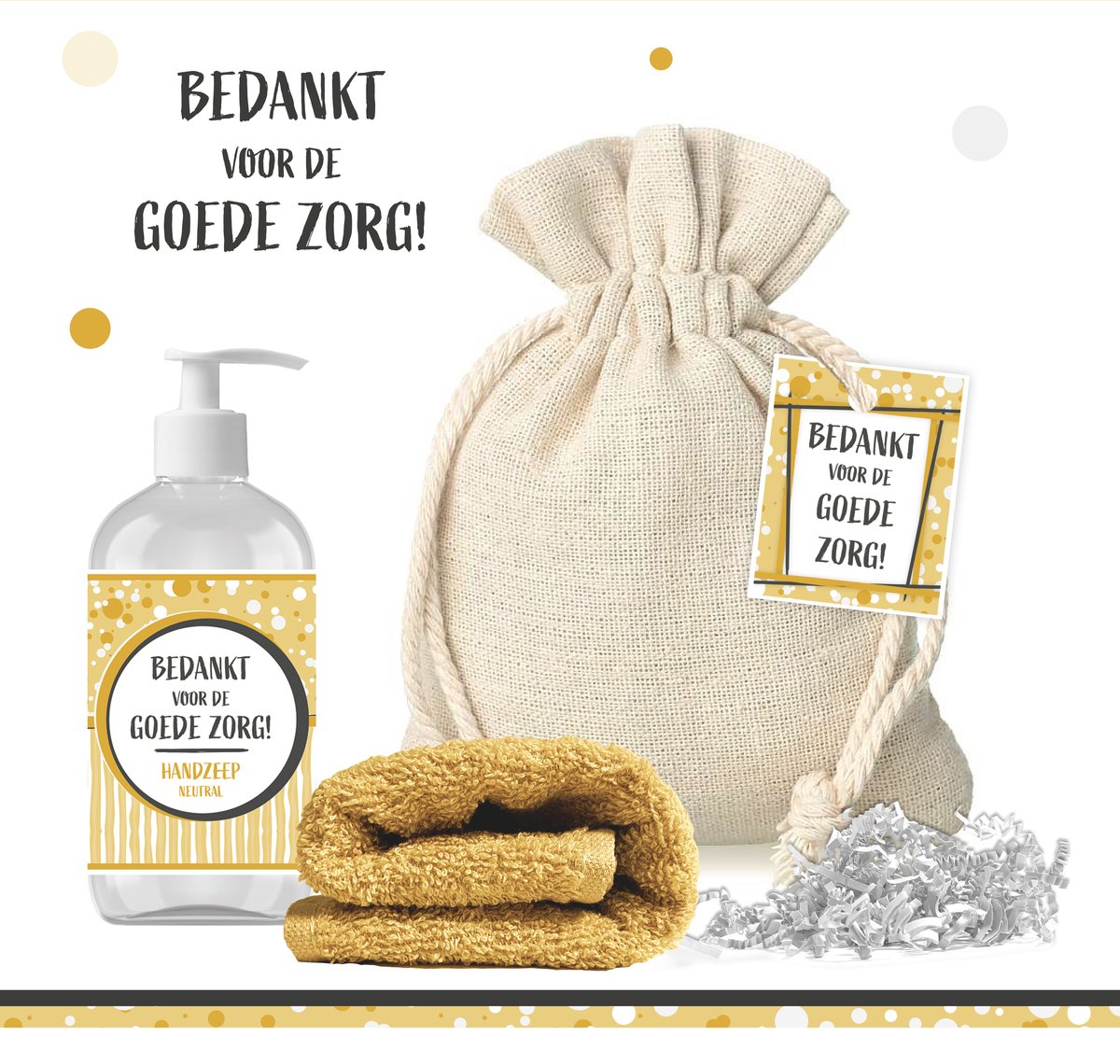 Goedkoopste Geschenkset Bedankt voor de goede zorg - 2 Producten - 350 gram | Giftset voor hem & haar - Dag van de zorg - Linnen zakje - Thuiszorg - Vrijwilligerswerk - Zorgteam - Ziekenhuis - Zorgmedewerkers - Zorgwerk - Kraamzorg - Mantelzorg - Geel