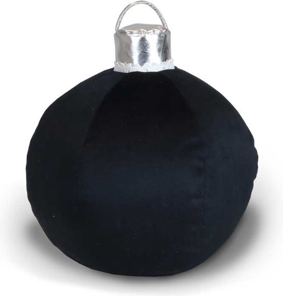 Unique Living - Coussin Ball de Noël 25cm Ø Noir