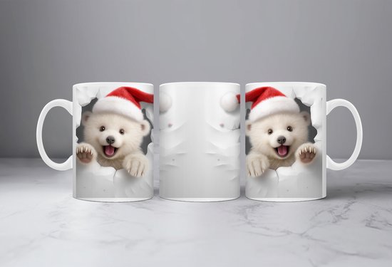 Tasse à café Noël Ours polaire 3D
