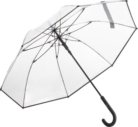 Fare Transparante paraplu - Automatisch openend - Winddicht - Ø 105 cm - Polyethyleen/Kunststof/Staal - Zwart/ Transparant
