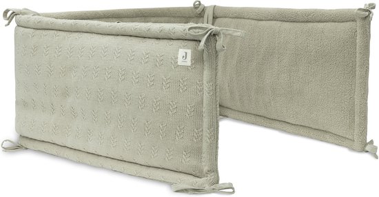 Foto: Jollein bedomrander 180x30cm baby bedbumper ledikant acryl katoen grain knit olive green