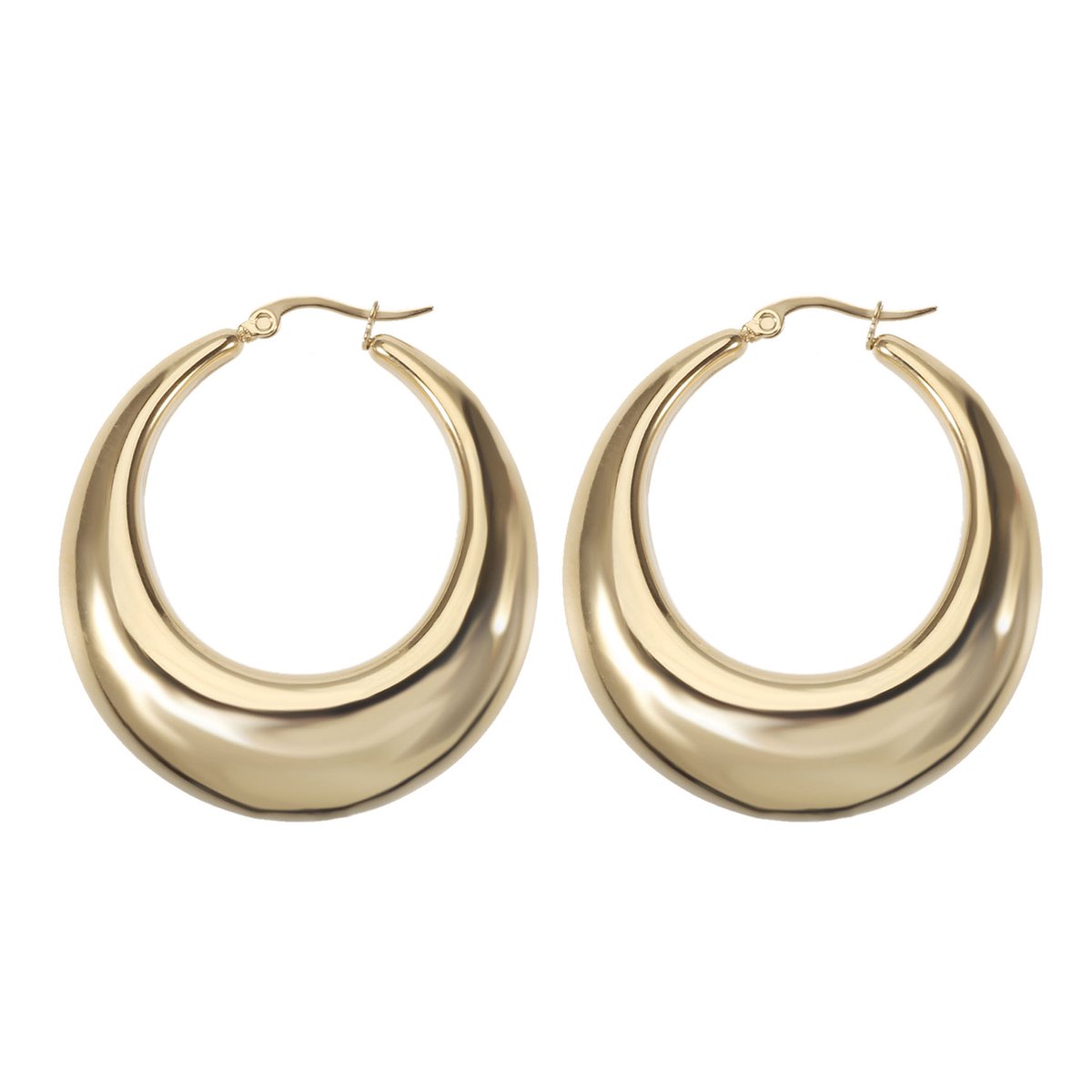 The Jewellery Club - Amber earrings gold - Oorbellen - Dames oorbellen - Oorringen - Stainless steel - Goud - 4 cm
