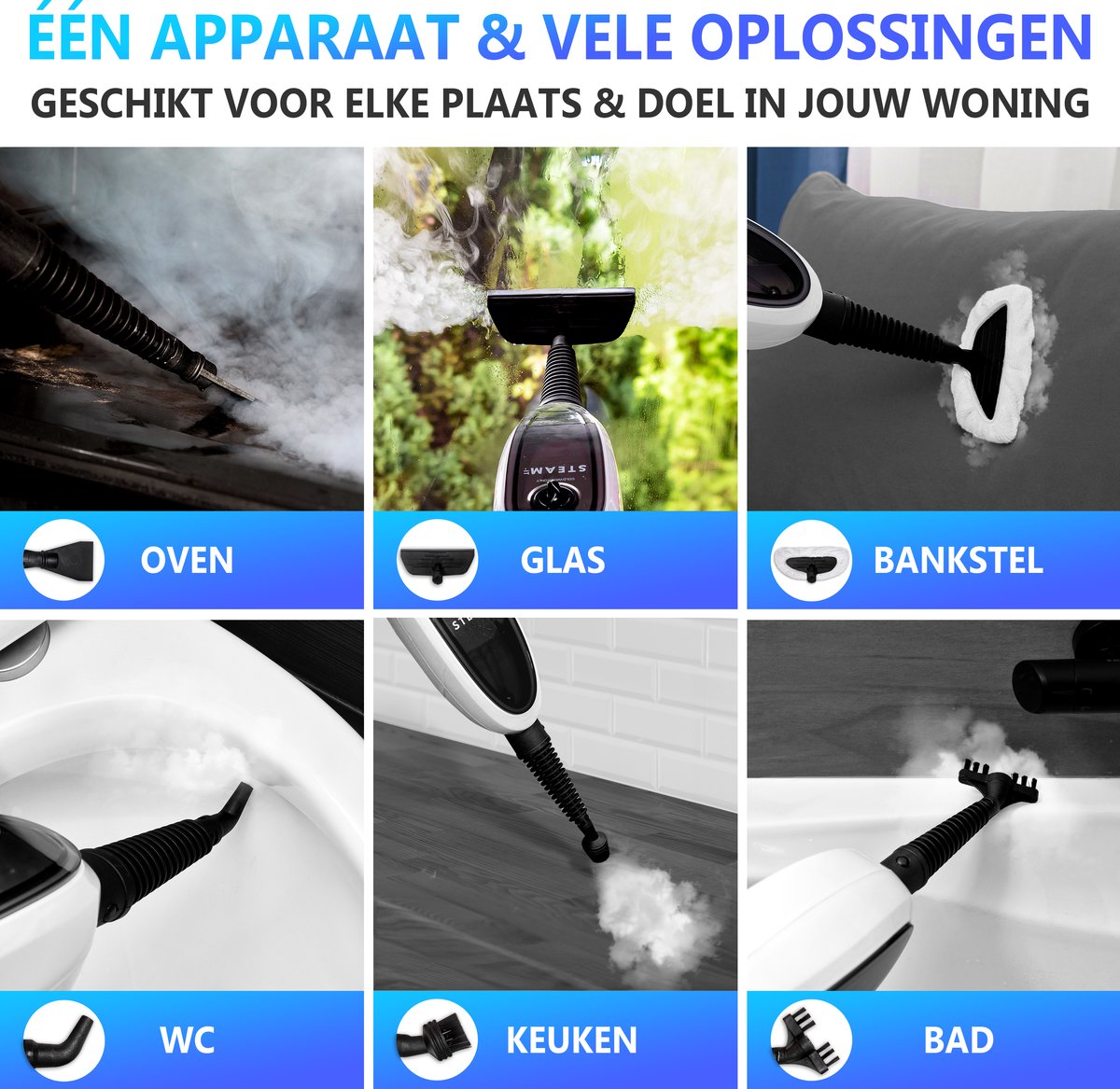Steam-IT 2-in-1 Stoomreiniger met 10 Opzetstukken thumbnail 6