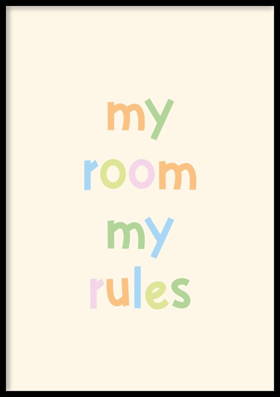 Poster My room my rules - Kinderkamer poster - Babykamer poster - Kinderkamer decoratie - 50x70 cm - WALLLL