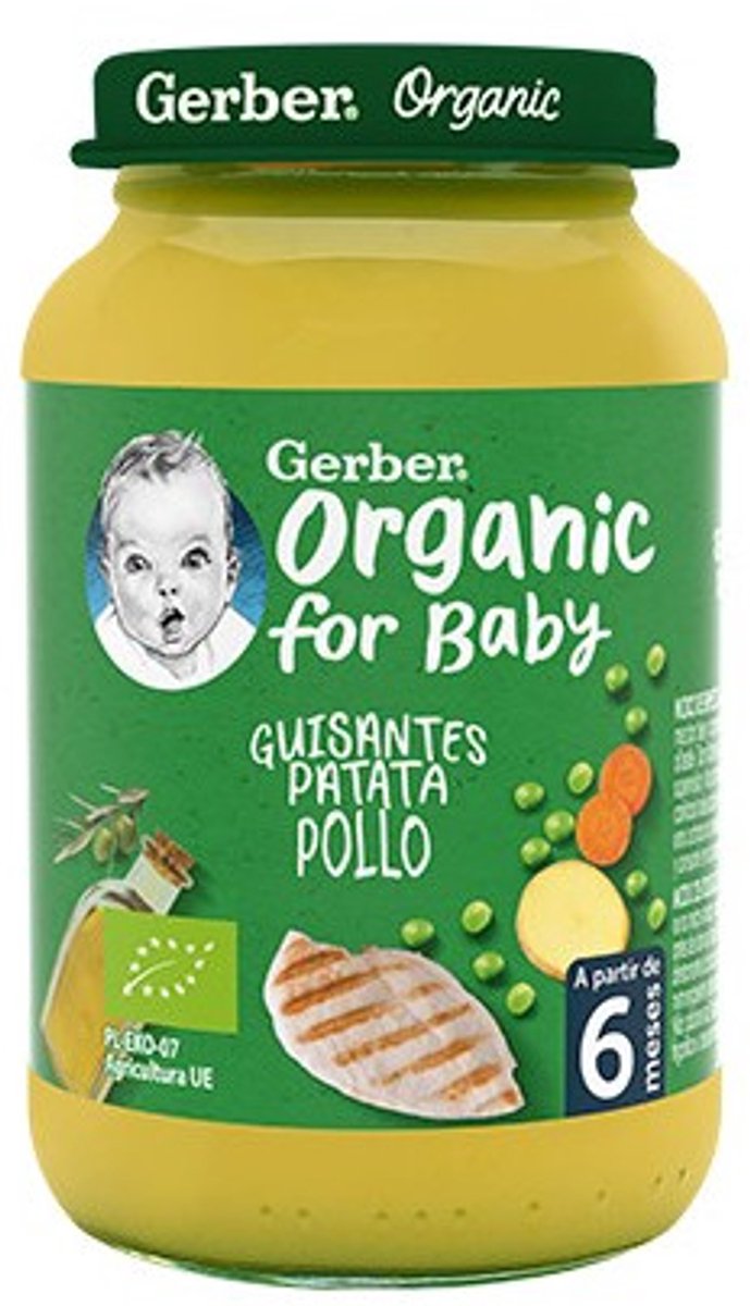 Babypotje, erwten, aardappel en kip 190 g|Baby jar, peas, potato and chicken 190 g|Petit pot bébé, petits pois, pomme de terre et poulet 190 g