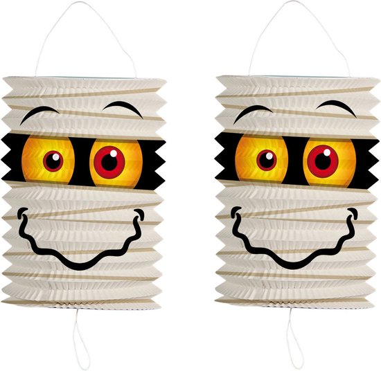 Lampionstokje 40 cm - met mummie lampion - wit - H22 cm - Sint Maarten — afbeelding 2