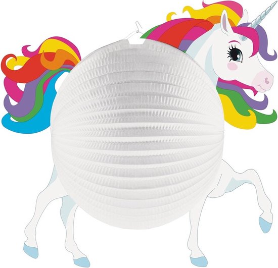 Lampionstokje 40 cm - met eenhoorn lampion - wit - D25 cm - Sint Maarten — afbeelding 3