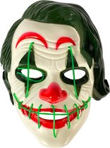 Fjesta LED Masker The Joker – LED masker Halloween – Halloween Masker – Halloween Kostuum - Carnaval Masker – Kunststof – One Size – Groen LED Licht - 3 standen