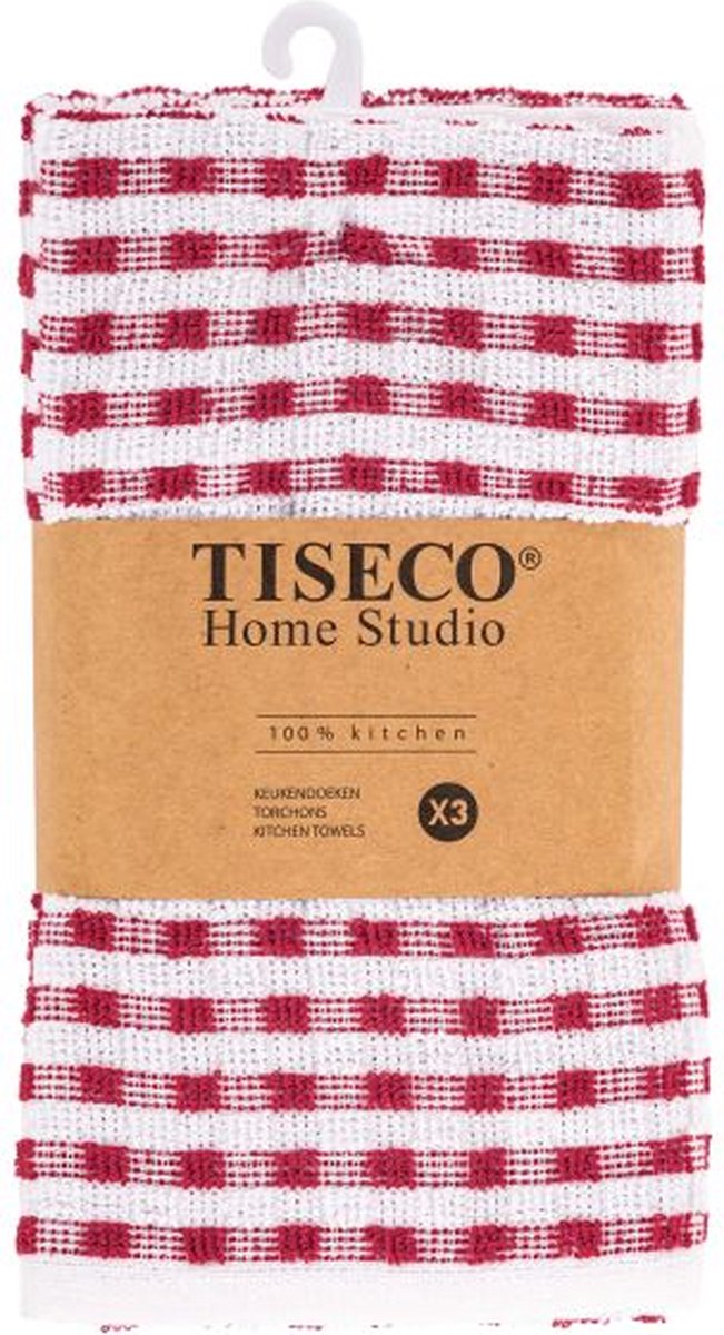 Tiseco Home Studio - Keukenhanddoek OMAN - SET/6 - 100% katoen - badstof - ultra-absorberend - sneldrogend - duurzaam materiaal - 50x70 cm - Rood