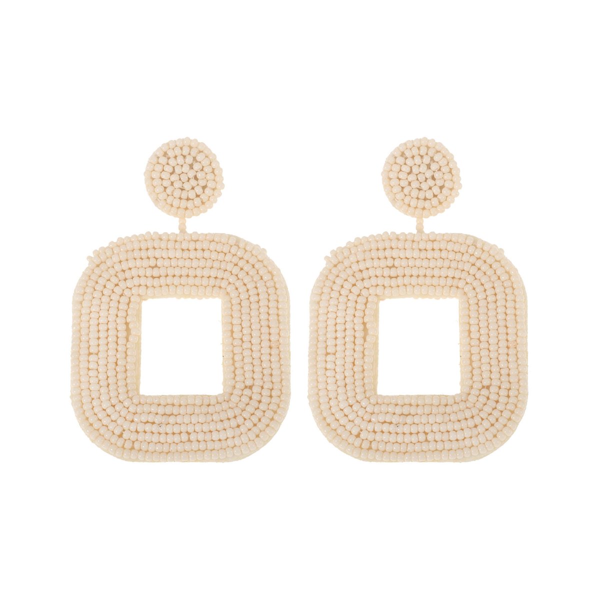 The Jewellery Club - Emma earrings beige - Oorbellen - Dames oorbellen - Kralen oorbellen - Beige - 4,5 cm - The Jewellery Club