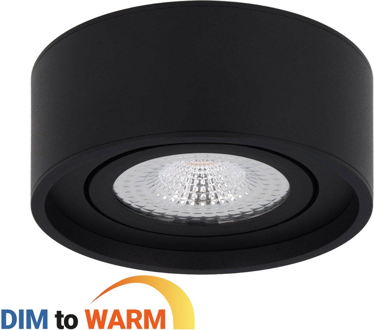 Ledinbouwspotsleds.nl LED opbouwspot Zwart Dimbaar 5 Watt 1800-2700K Dim To Warm IP65 (Stof spat en straalwaterdicht) Lichthoek 50 graden